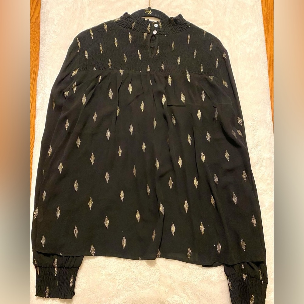 Hem & Thread Black and Gold Shimmer Dimond Top Size Large